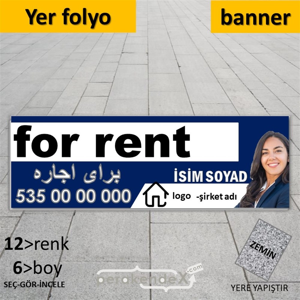 İran Ca Farsça Kiralık Yazısı 002 YER - ZEMİN FOLYO,  VİNİL (BANNER) -dikdörtgen,tek yön baskıyer - zemin folyo,  vinil
