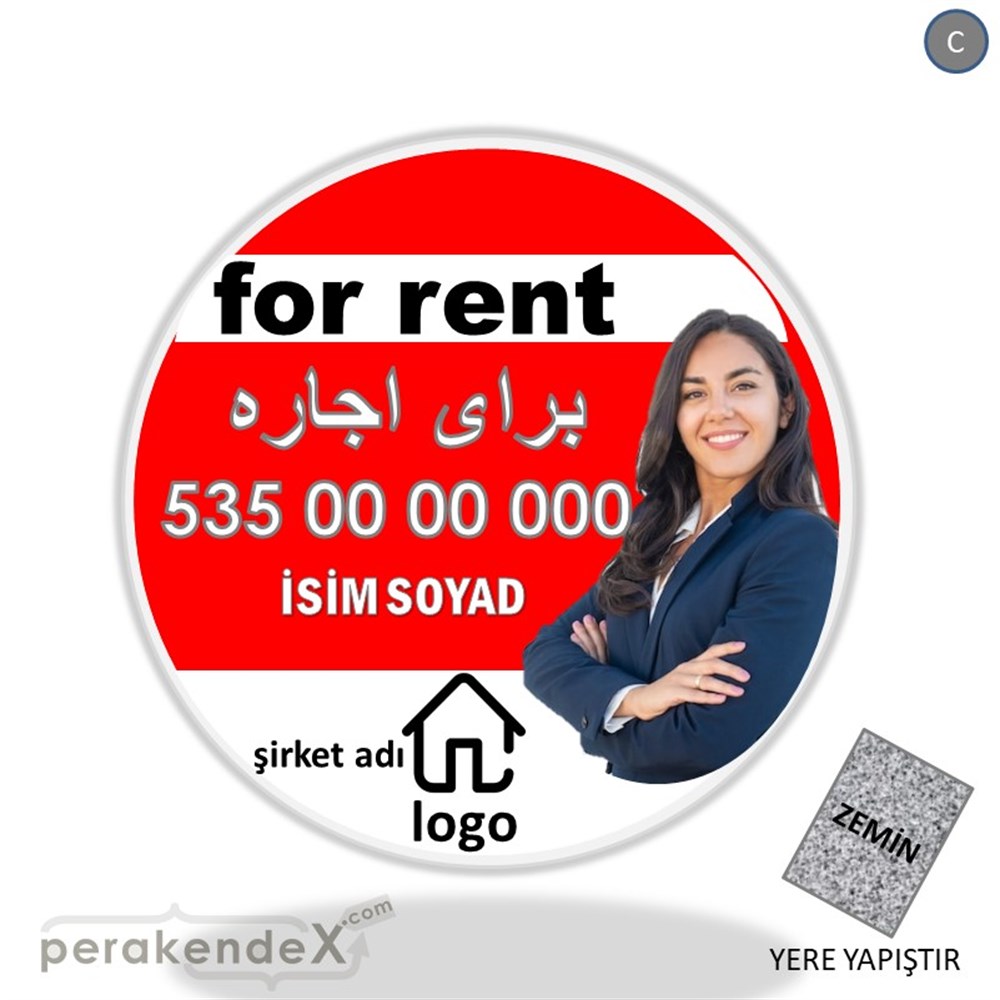 İran Ca Farsça Kiralık Yazısı 002 YER - ZEMİN FOLYO,  VİNİL -oval,tek yön baskıyer - zemin folyo,  vinil