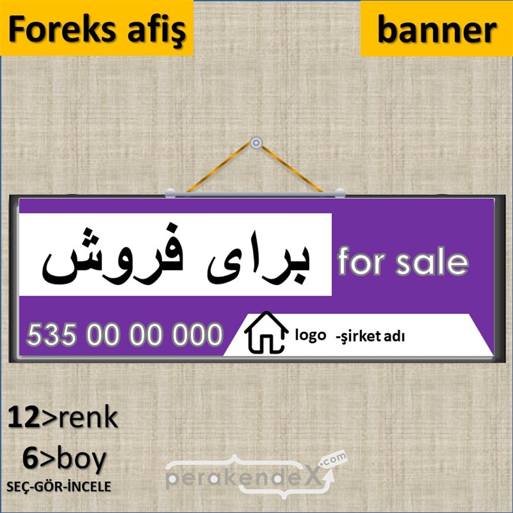 İranca Farça Satılık Yazısı 003 SERT PLASTİK POSTER,  AFİŞ (BANNER) -dikdörtgen,tek yön baskısert plastik poster,  afiş