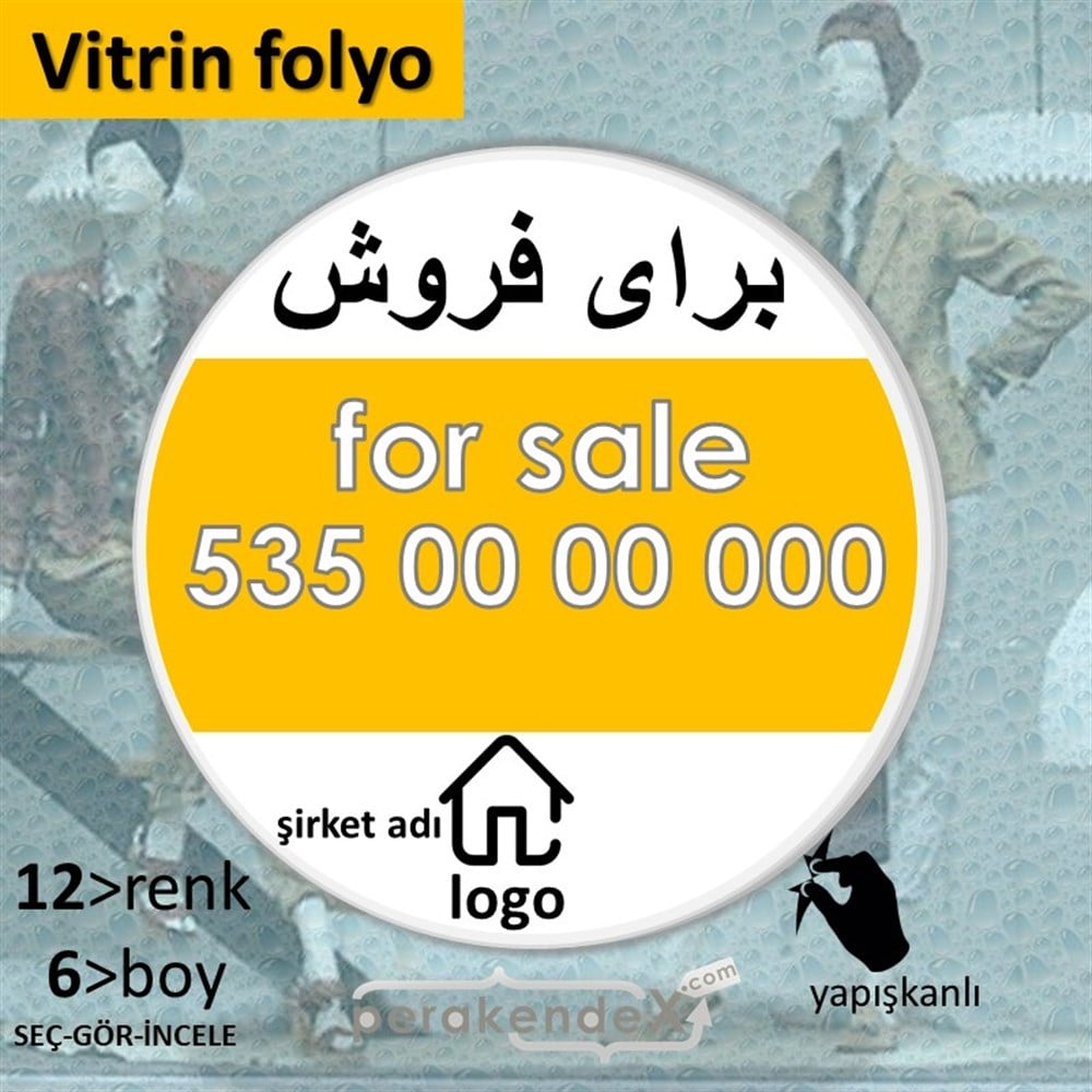 İranca Farça Satılık Yazısı 003 VİTRİN - CAM FOLYO,  VİNİL -oval,tek yön baskıvitrin - cam folyo,  vinil