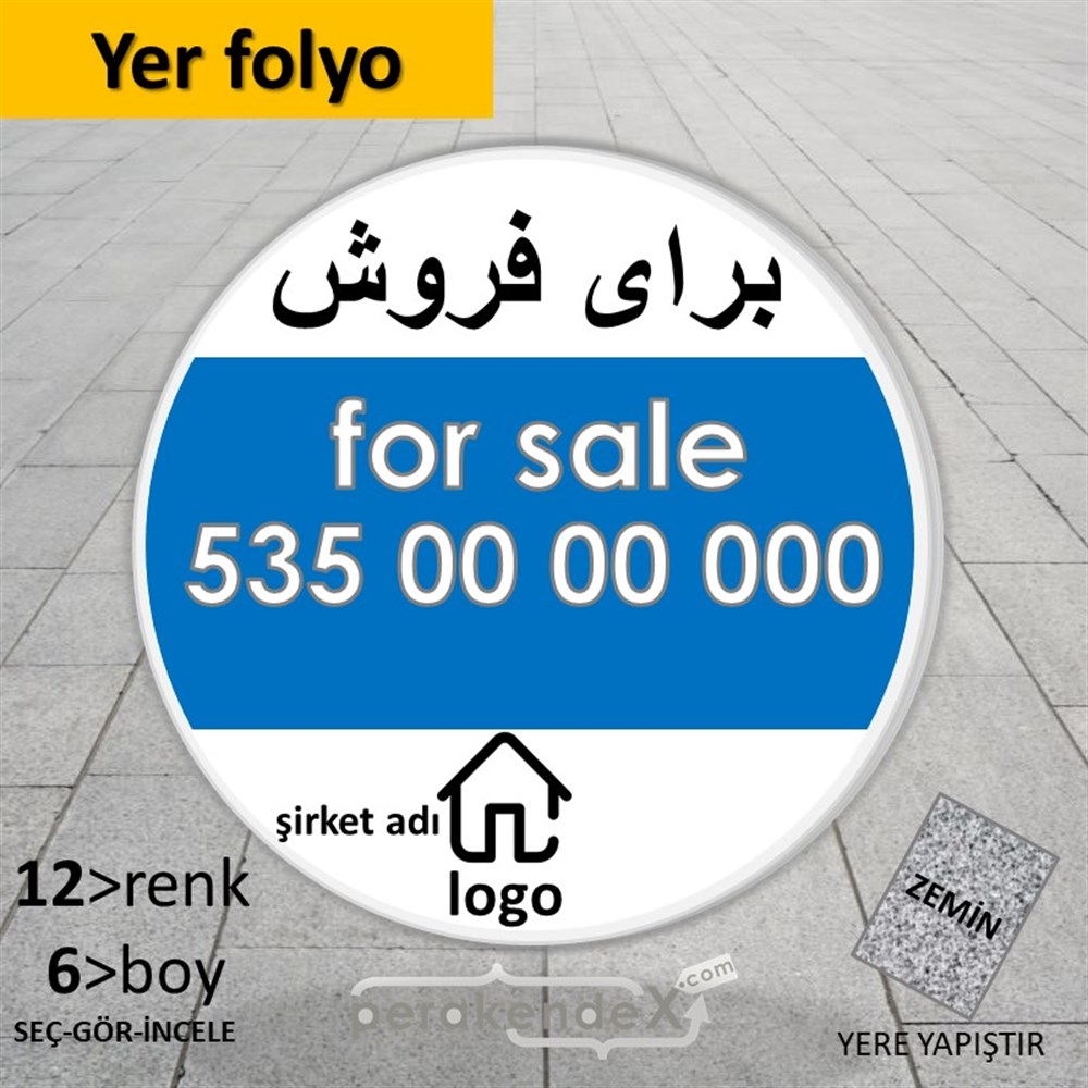 İranca Farça Satılık Yazısı 003 YER - ZEMİN FOLYO,  VİNİL -oval,tek yön baskıyer - zemin folyo,  vinil