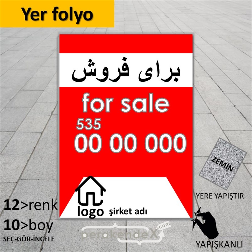 İranca Farça Satılık Yazısı 003 YER - ZEMİN FOLYO,  VİNİL -dikdörtgen,tek yön baskıyer - zemin folyo,  vinil