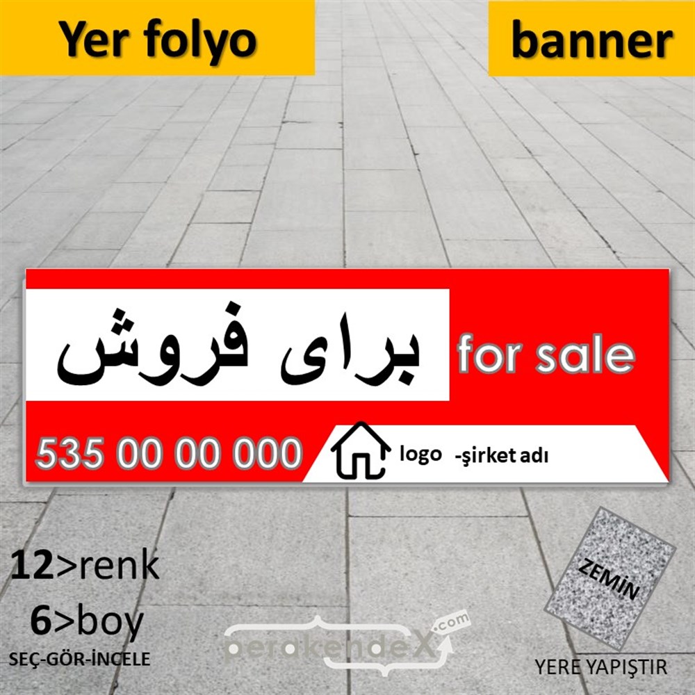 İranca Farça Satılık Yazısı 003 YER - ZEMİN FOLYO,  VİNİL (BANNER) -dikdörtgen,tek yön baskıyer - zemin folyo,  vinil