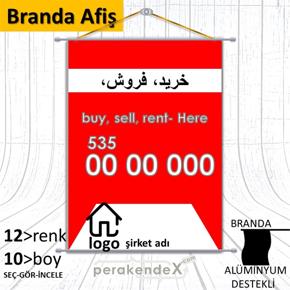 İranca Farsça Al & Sat & Kirala Yazısı 004 BRANDA POSTER,  AFİŞ -dikdörtgen,tek yön baskıbranda poster,  afiş