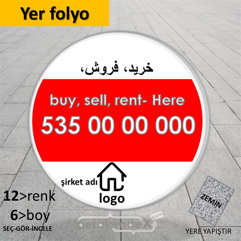 İranca Farsça Al & Sat & Kirala Yazısı 004 YER - ZEMİN FOLYO,  VİNİL -oval,tek yön baskıyer - zemin folyo,  vinil