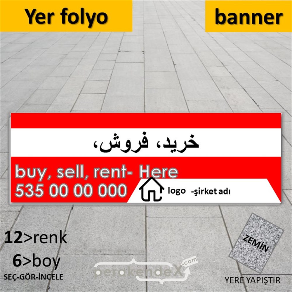 İranca Farsça Al & Sat & Kirala Yazısı 004 YER - ZEMİN FOLYO,  VİNİL (BANNER) -dikdörtgen,tek yön baskıyer - zemin folyo,  vinil