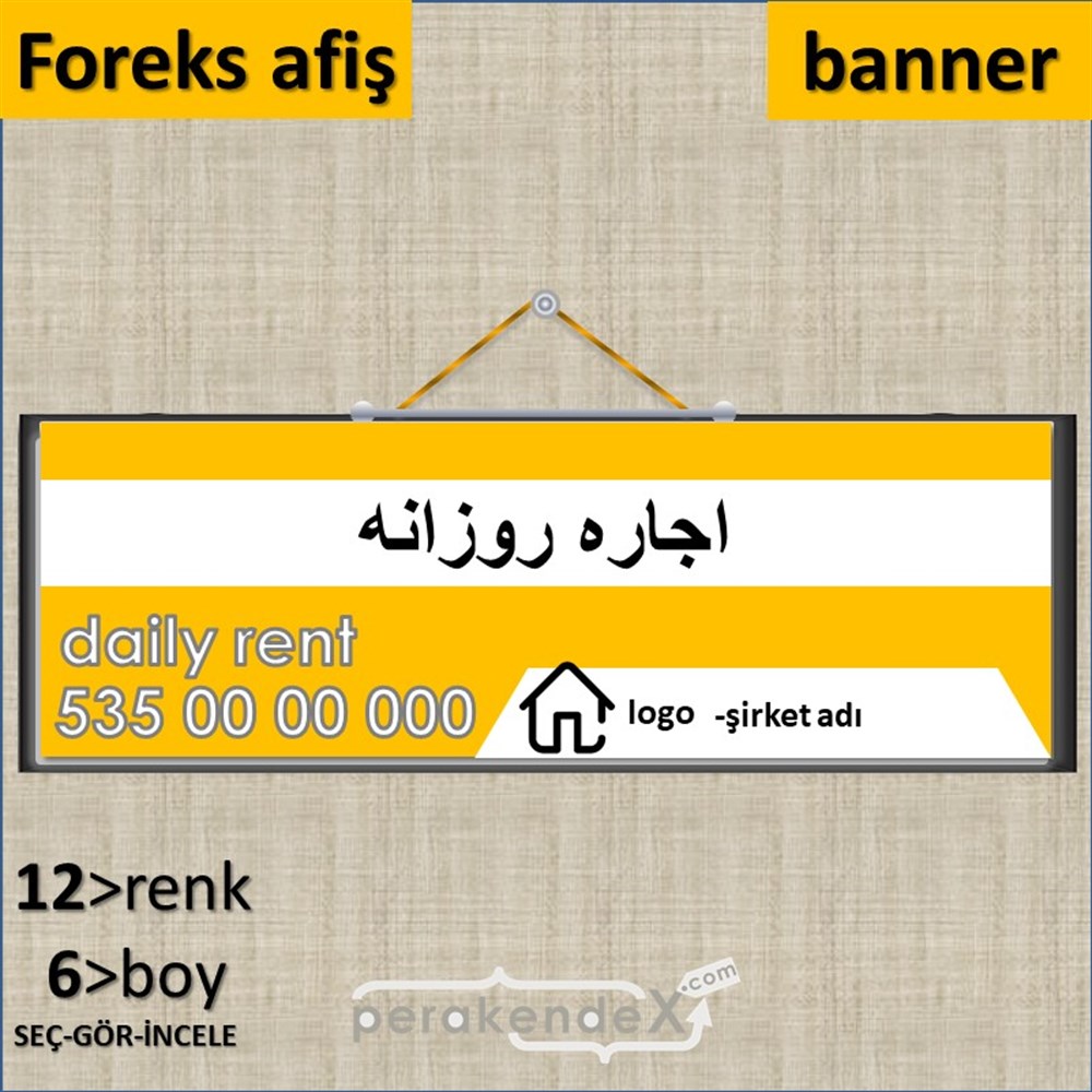 İranca Farsça Günlük Kiralık Yazısı 004 SERT PLASTİK POSTER,  AFİŞ (BANNER) -dikdörtgen,tek yön baskısert plastik poster,  afiş