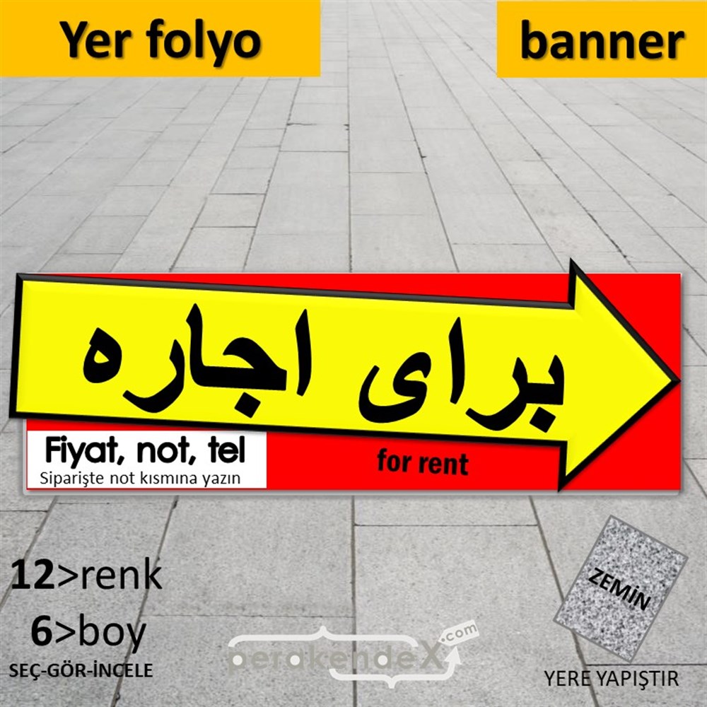 İranca Farsça Kiralık Yazısı 007 YER - ZEMİN FOLYO,  VİNİL (BANNER) -dikdörtgen,tek yön baskıyer - zemin folyo,  vinil