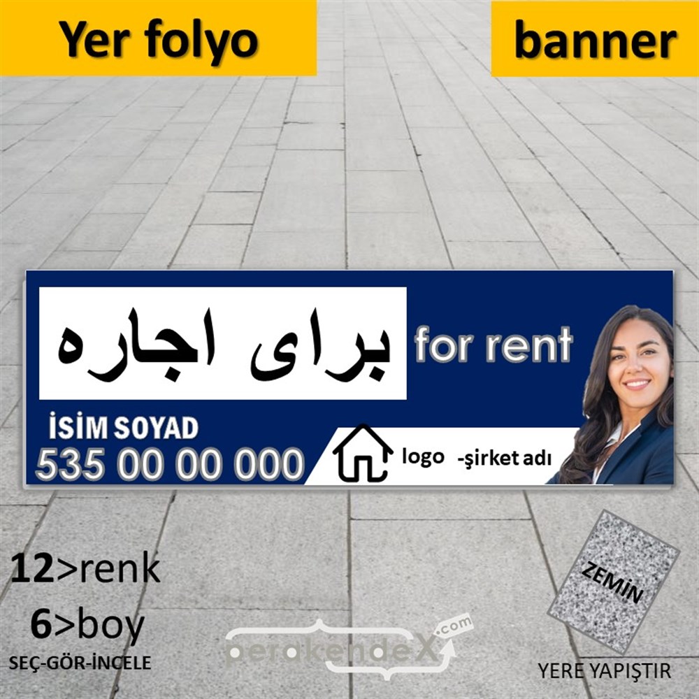 İranca Farsça Kiralık Yazısı 102 YER - ZEMİN FOLYO,  VİNİL (BANNER) -dikdörtgen,tek yön baskıyer - zemin folyo,  vinil