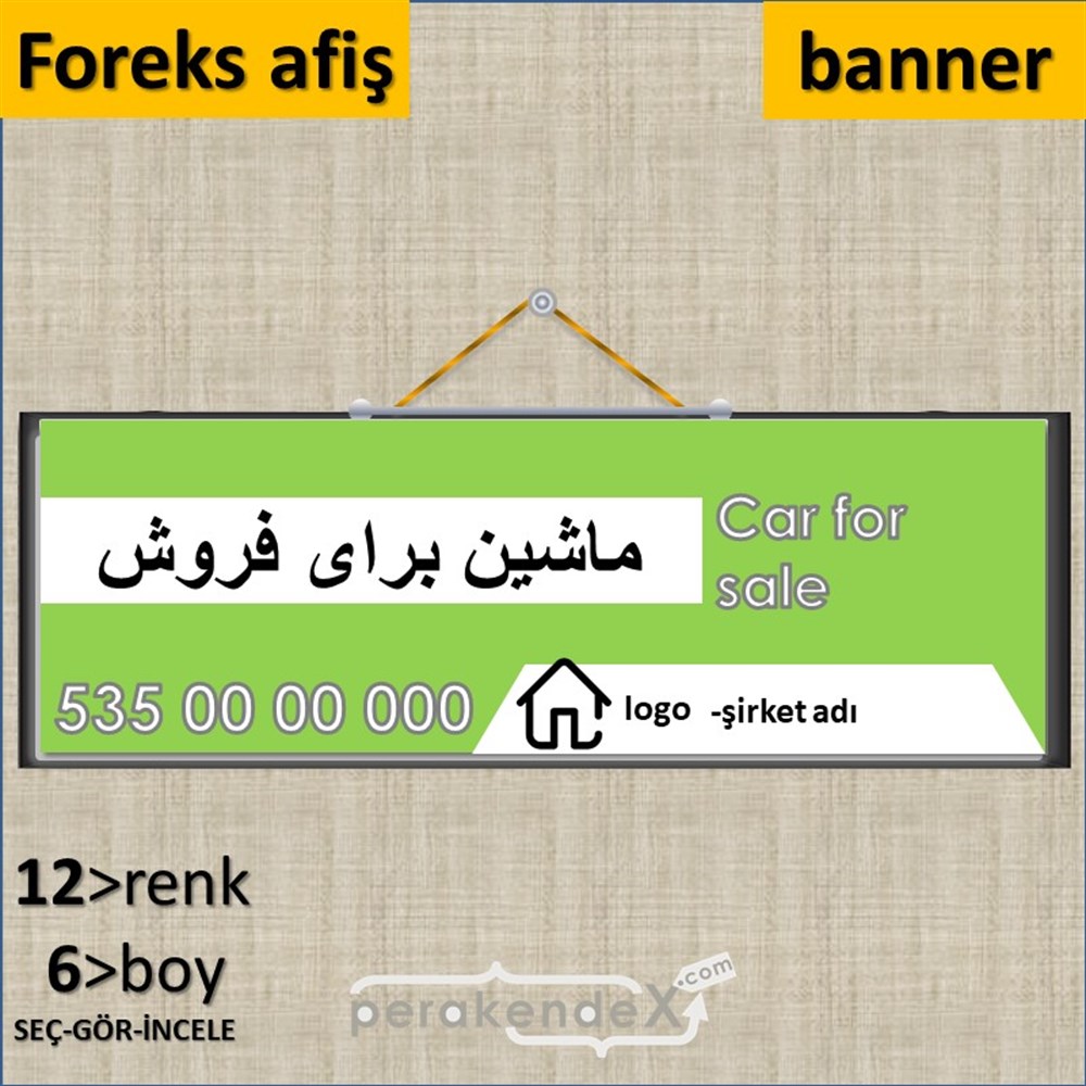 İranca Farsça Satılık Araba Yazısı 004 SERT PLASTİK POSTER,  AFİŞ (BANNER) -dikdörtgen,tek yön baskısert plastik poster,  afiş