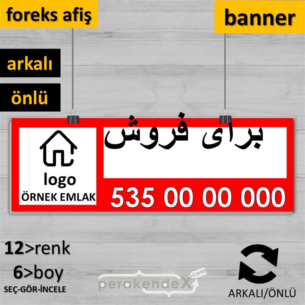 İran'Ca -Farsça Satılık Yazısı 001 SERT PLASTİK POSTER,  AFİŞ (BANNER) -dikdörtgen,çift yön baskısert plastik poster,  afiş