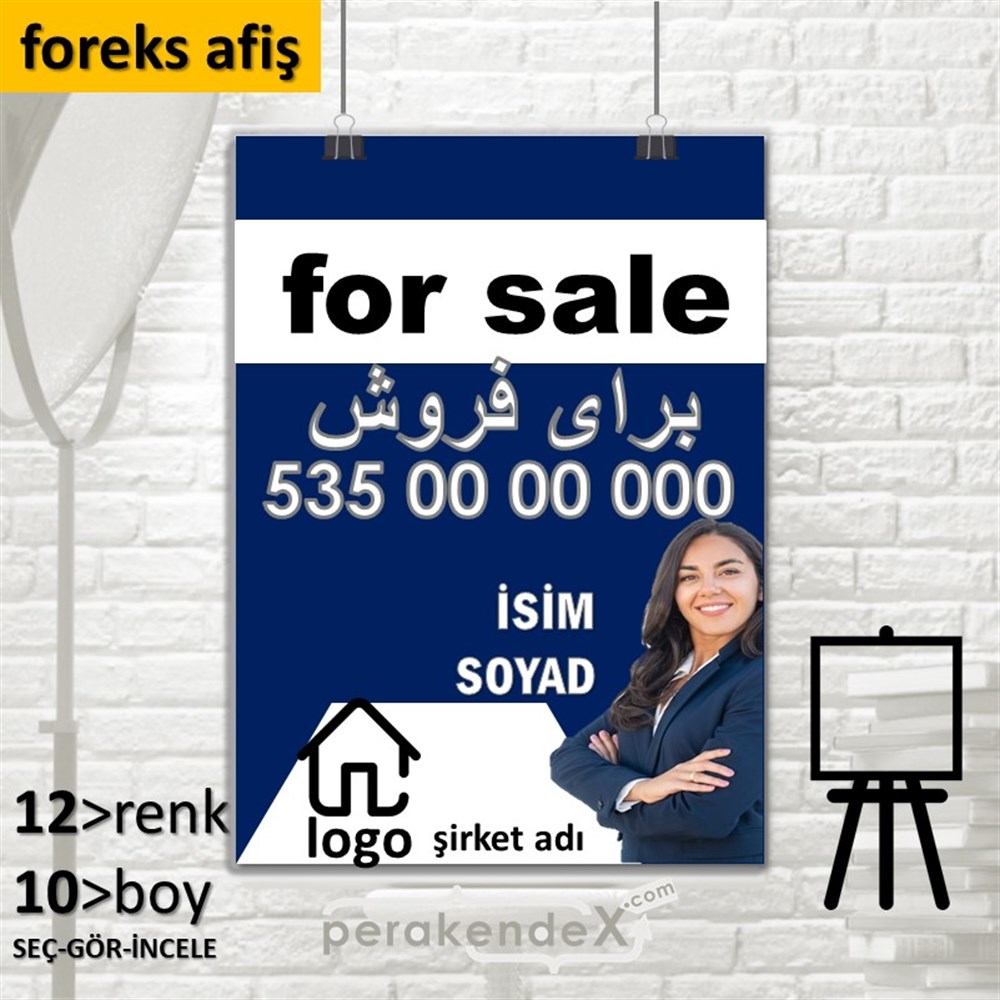 İran'Ca -Farsça Satılık Yazısı 002 SERT PLASTİK POSTER,  AFİŞ -dikdörtgen,tek yön baskısert plastik poster,  afiş
