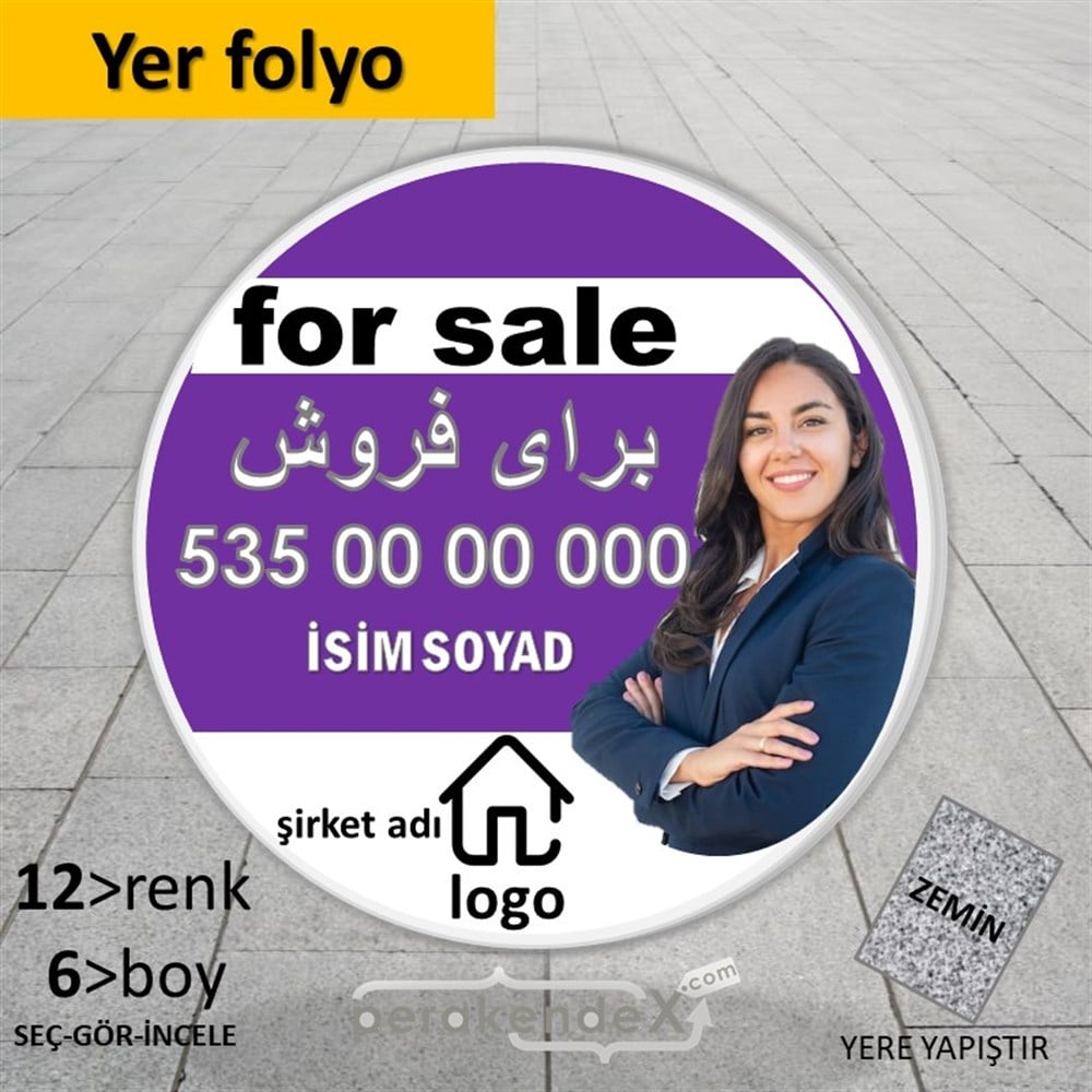 İran'Ca -Farsça Satılık Yazısı 002 YER - ZEMİN FOLYO,  VİNİL -oval,tek yön baskıyer - zemin folyo,  vinil