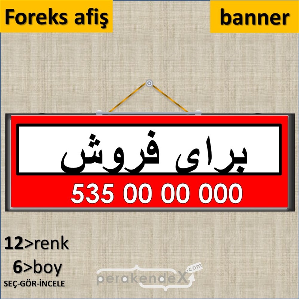İranca Farsça Satılık Yazısı 005 SERT PLASTİK POSTER,  AFİŞ (BANNER) -dikdörtgen,tek yön baskısert plastik poster,  afiş
