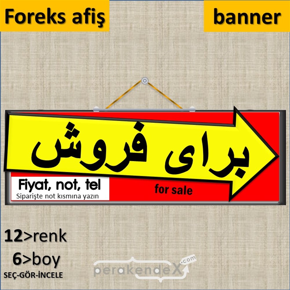 İranca Farsça Satılık Yazısı 007 SERT PLASTİK POSTER,  AFİŞ (BANNER) -dikdörtgen,tek yön baskısert plastik poster,  afiş