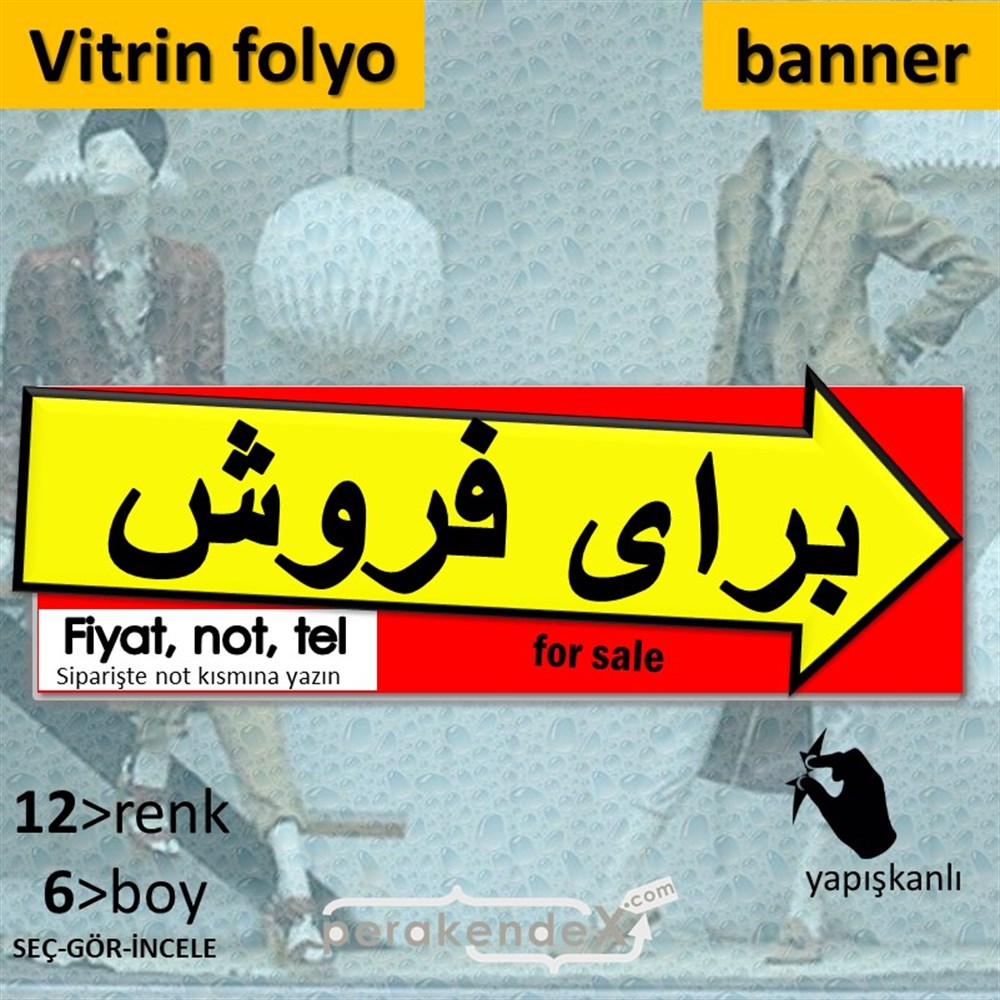 İranca Farsça Satılık Yazısı 007 VİTRİN, CAM FOLYO,  VİNİL (BANNER) -dikdörtgen,tek yön baskıvitrin - cam folyo,  vinil