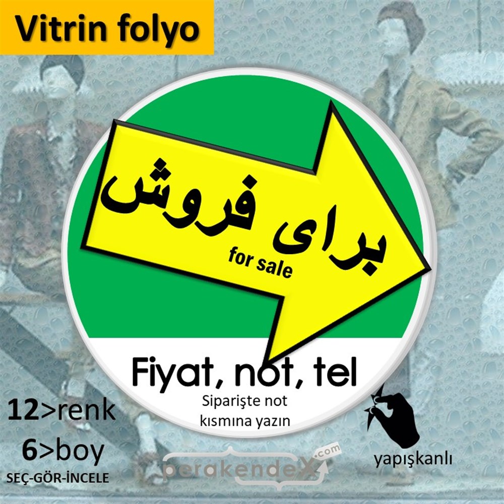 İranca Farsça Satılık Yazısı 007 VİTRİN - CAM FOLYO,  VİNİL -oval,tek yön baskıvitrin - cam folyo,  vinil