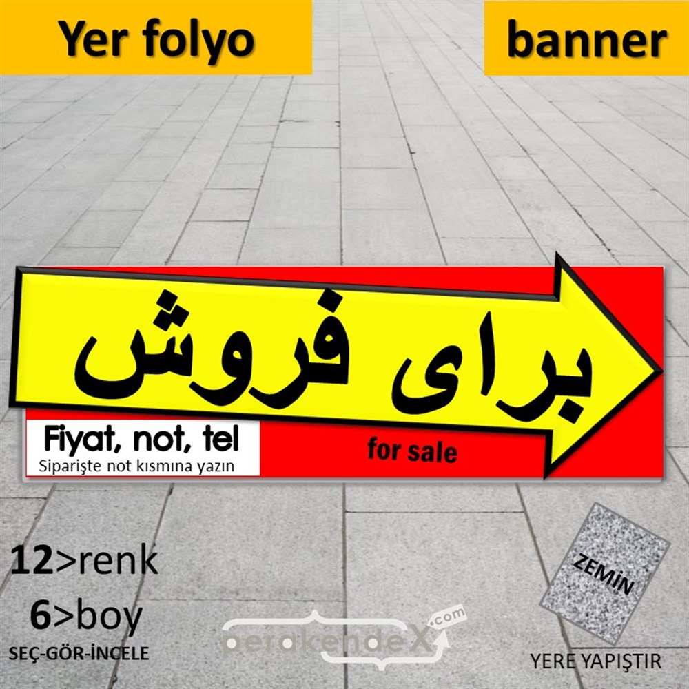 İranca Farsça Satılık Yazısı 007 YER - ZEMİN FOLYO,  VİNİL (BANNER) -dikdörtgen,tek yön baskıyer - zemin folyo,  vinil