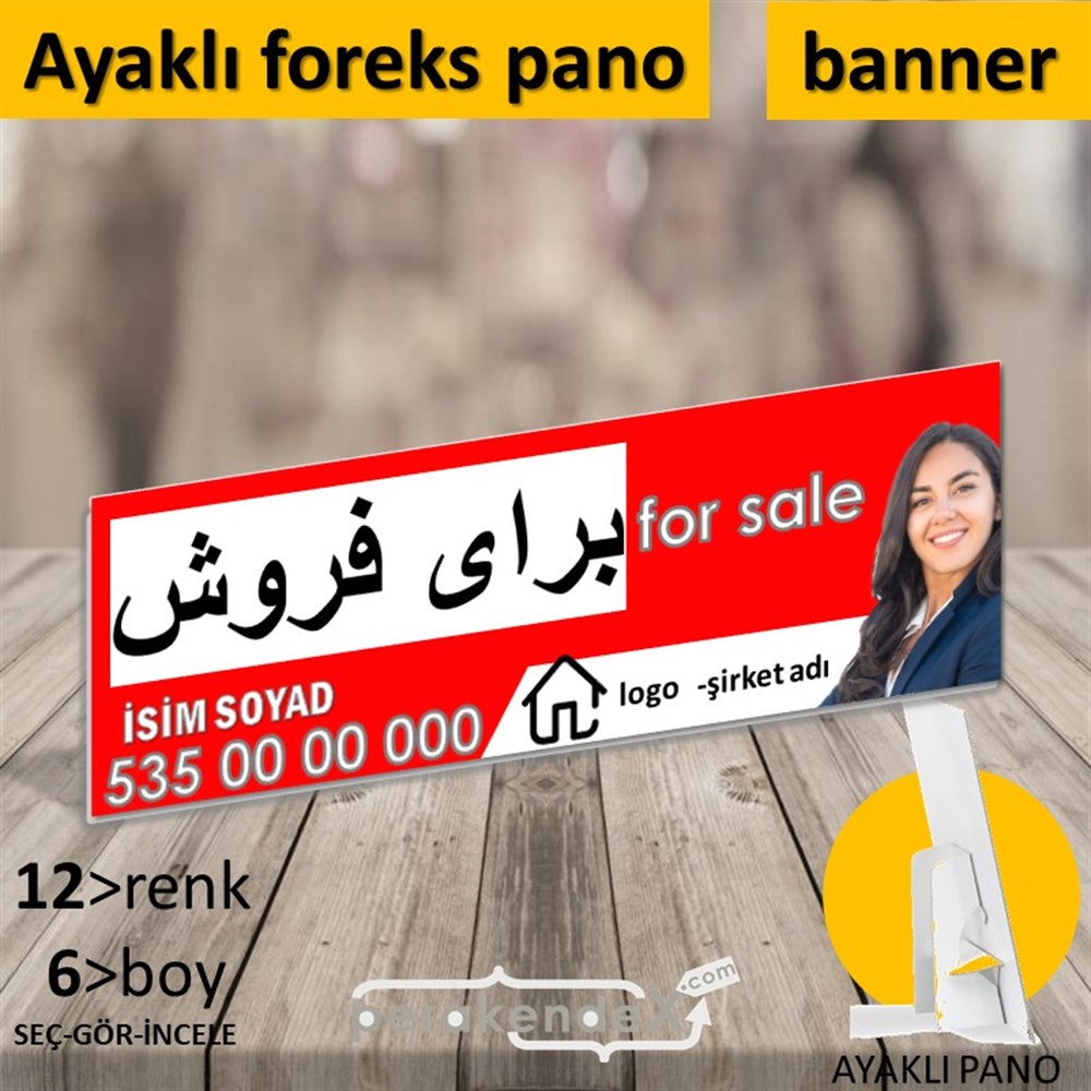 İranca Farsça Satılık Yazısı 102 KARTON AYAKLI POSTER,  PANO (BANNER) -dikdörtgen,tek yön baskıkarton ayaklı poster,  pano