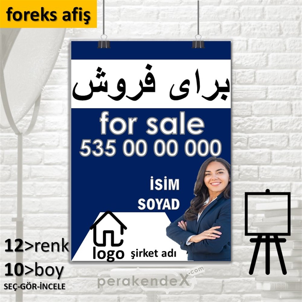 İranca Farsça Satılık Yazısı 102 SERT PLASTİK POSTER,  AFİŞ -dikdörtgen,tek yön baskısert plastik poster,  afiş