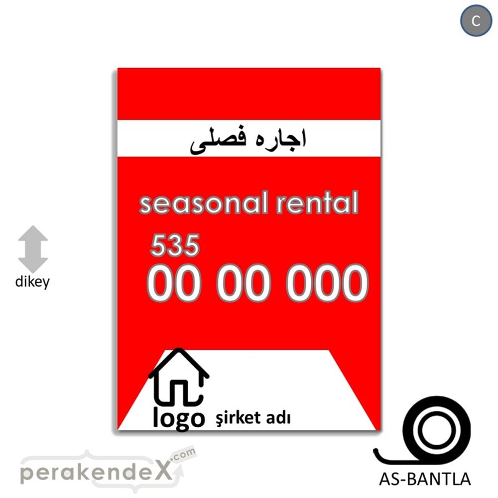 İranca Farsça Sezonluk Kiralık Yazısı 004 KAĞIT POSTER,  AFİŞ -dikdörtgen,tek yön baskıkağıt poster,  afiş