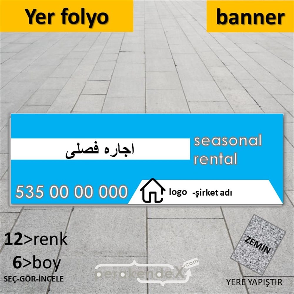 İranca Farsça Sezonluk Kiralık Yazısı 004 YER - ZEMİN FOLYO,  VİNİL (BANNER) -dikdörtgen,tek yön baskıyer - zemin folyo,  vinil