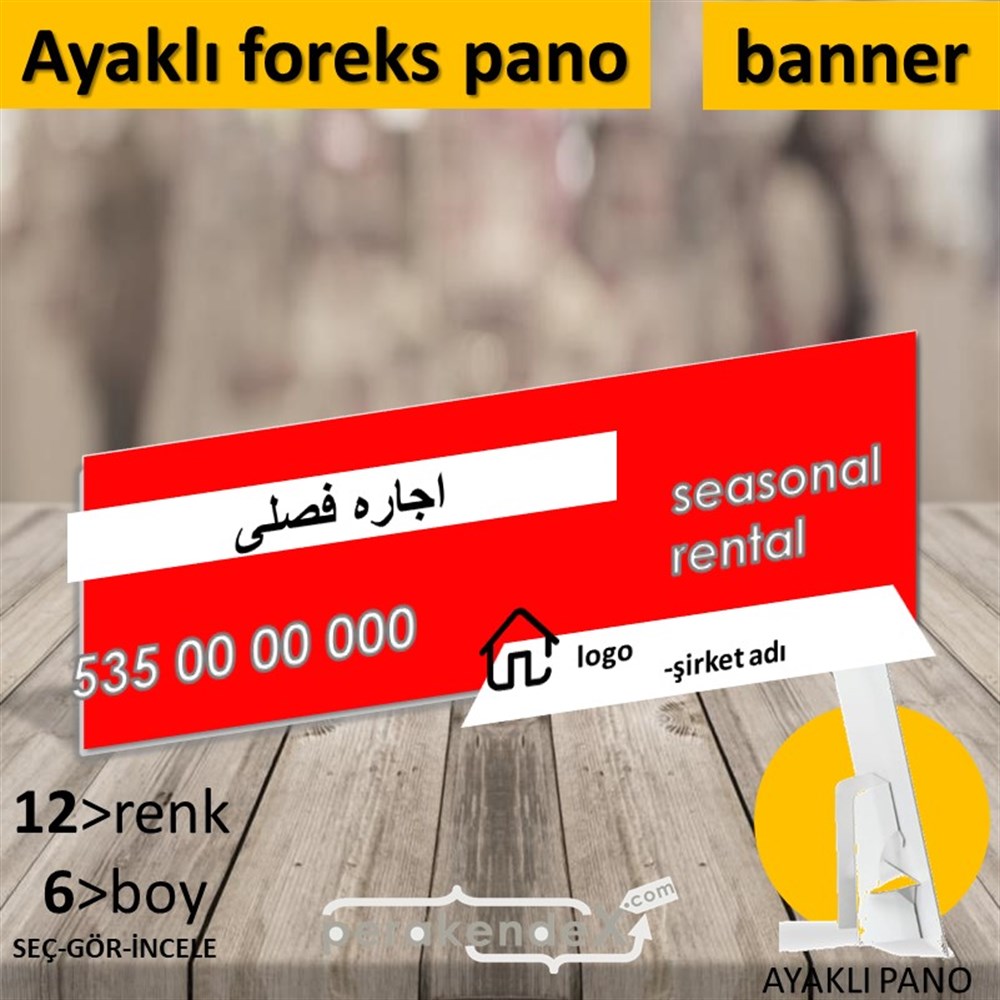 İranca Farsça Sezonluk Kiralık Yazısı 004 KARTON AYAKLI POSTER,  PANO (BANNER) -dikdörtgen,tek yön baskıkarton ayaklı poster,  pano