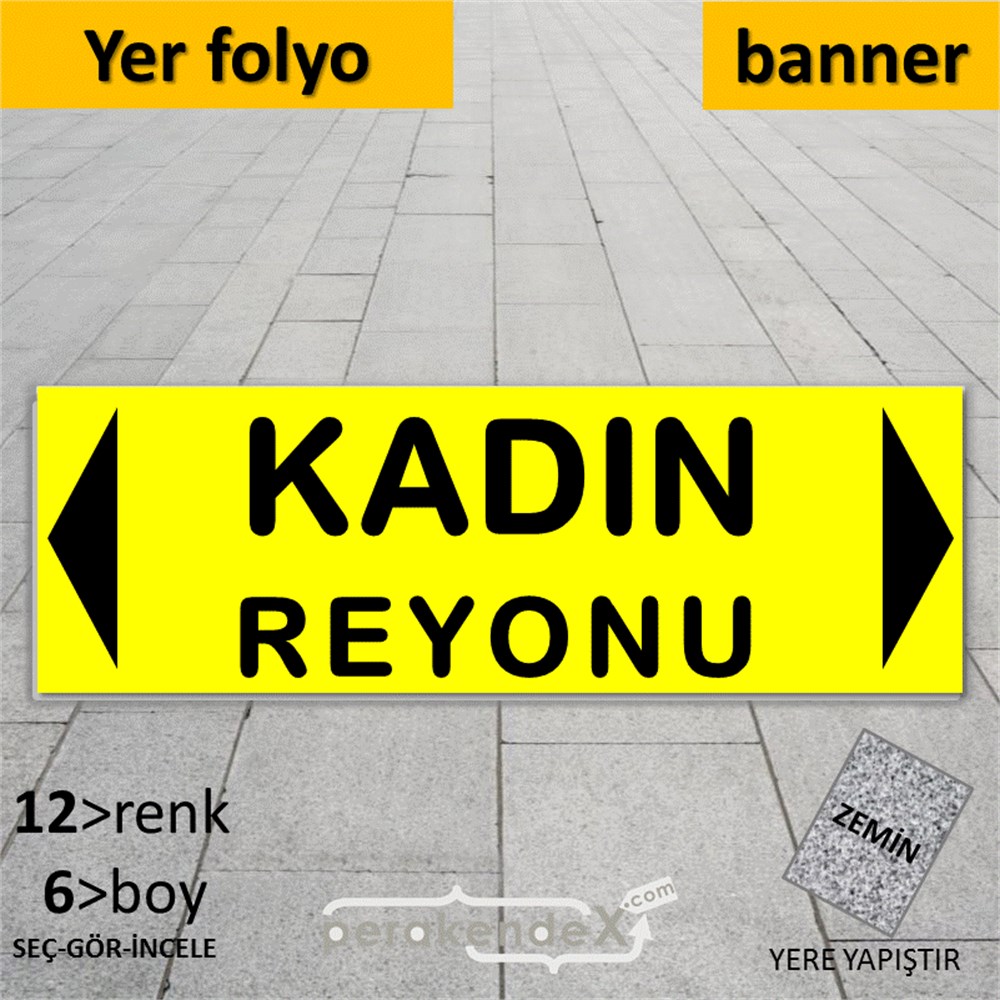 kadın reyonu yönlendirme YER ZEMİNE YAPIŞAN BANNER -dikdörtgen,tek yön baskı