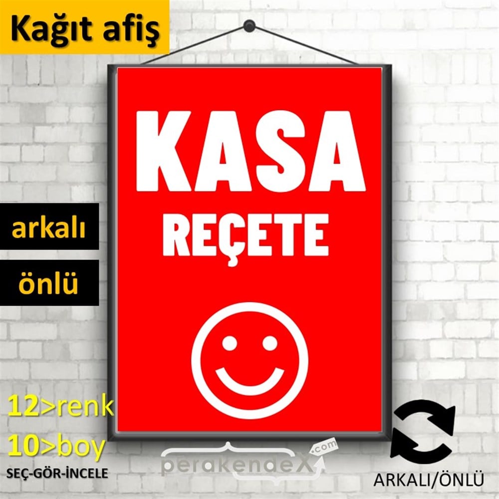 Kasa Reçete Yazısı KAĞIT POSTER,  AFİŞ -dikdörtgen,çift yön baskıkağıt poster,  afiş
