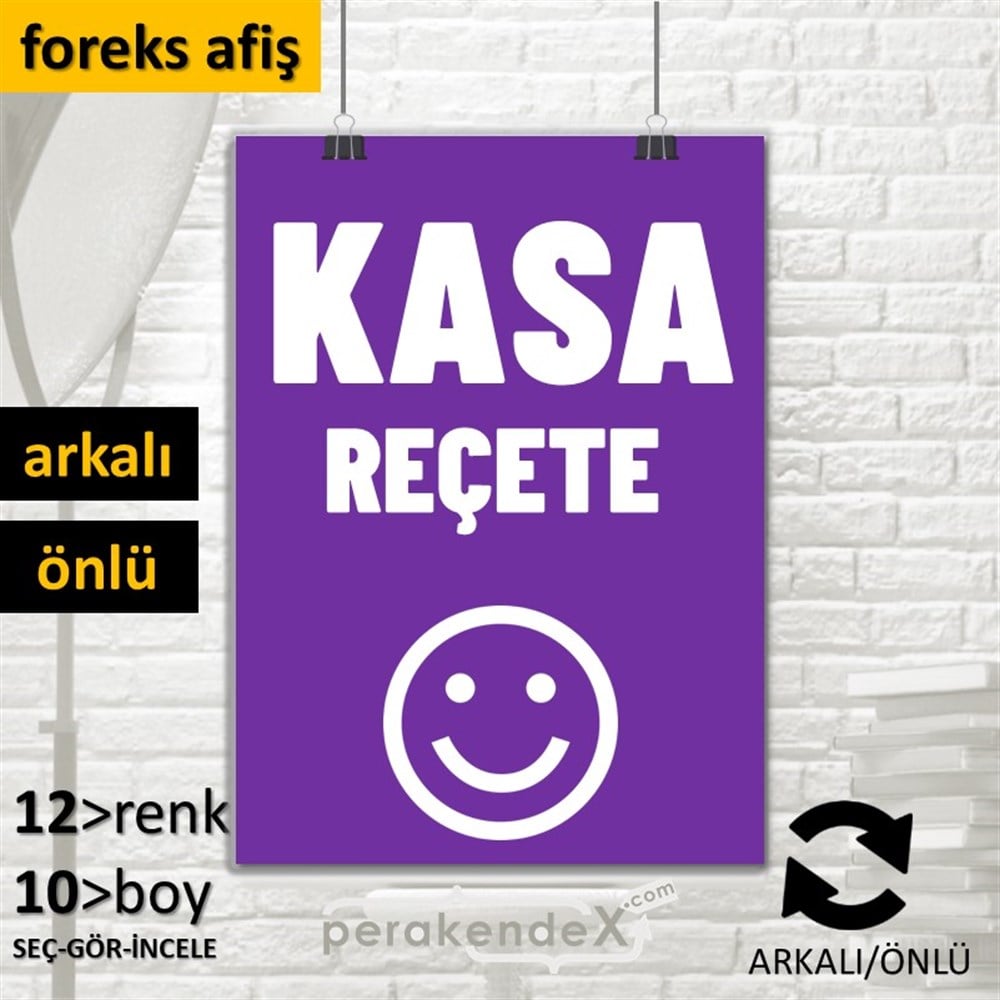 Kasa Reçete Yazısı SERT PLASTİK POSTER,  AFİŞ -dikdörtgen,çift yön baskısert plastik poster,  afiş