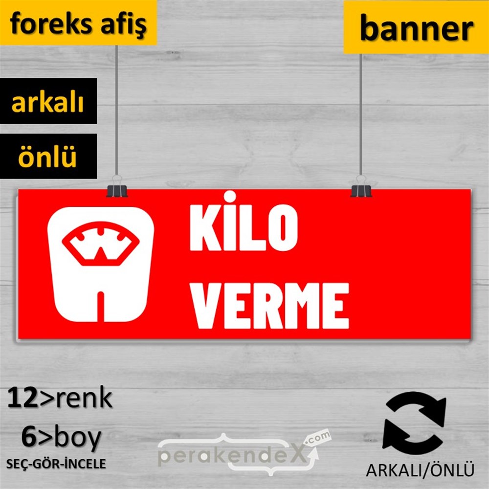 Kilo Verme Ürünleri Yazısı SERT PLASTİK POSTER,  AFİŞ (BANNER) -dikdörtgen,çift yön baskısert plastik poster,  afiş