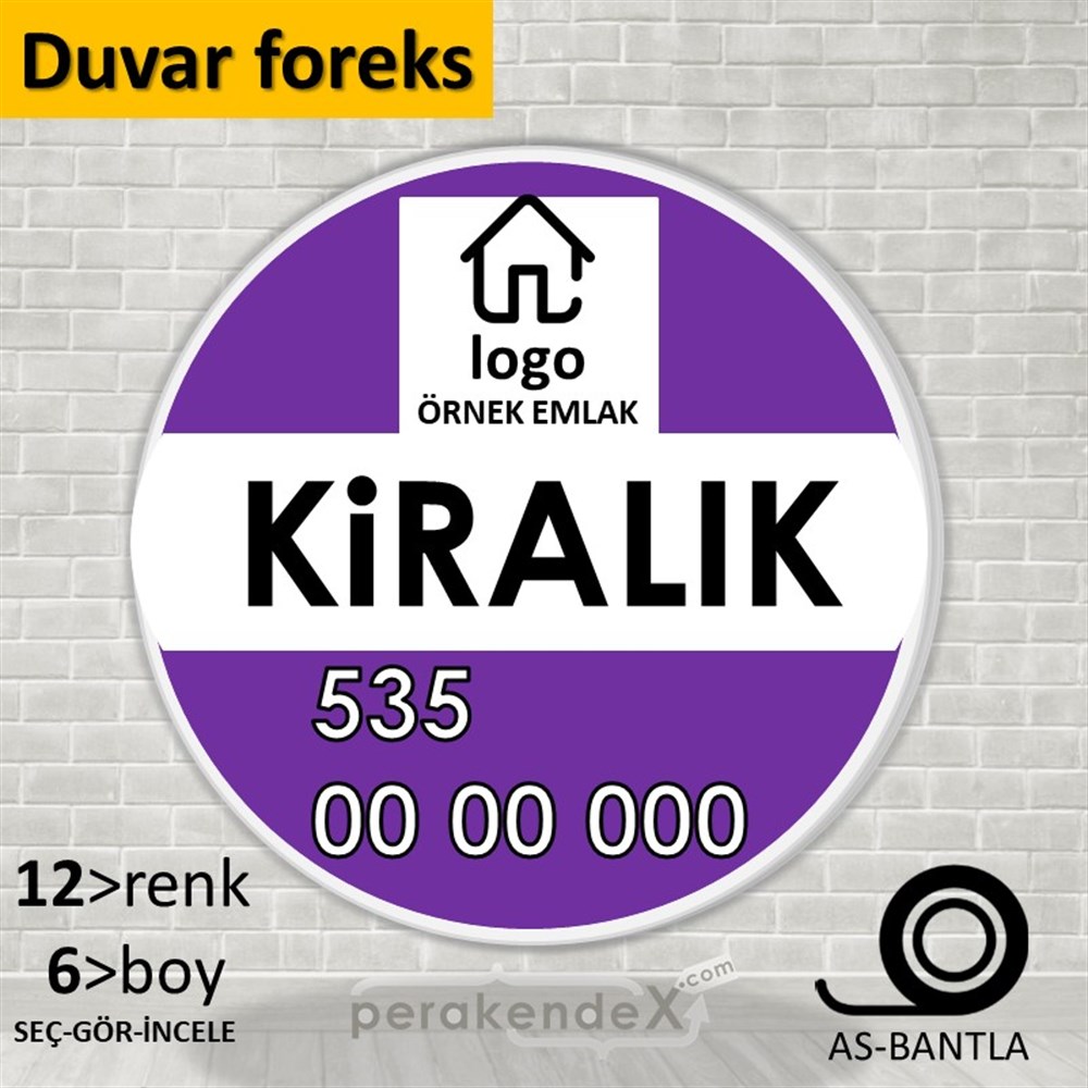 Kiralık Yazısı 001 SERT PLASTİK POSTER,  AFİŞ -oval,tek yön baskısert plastik poster,  afiş