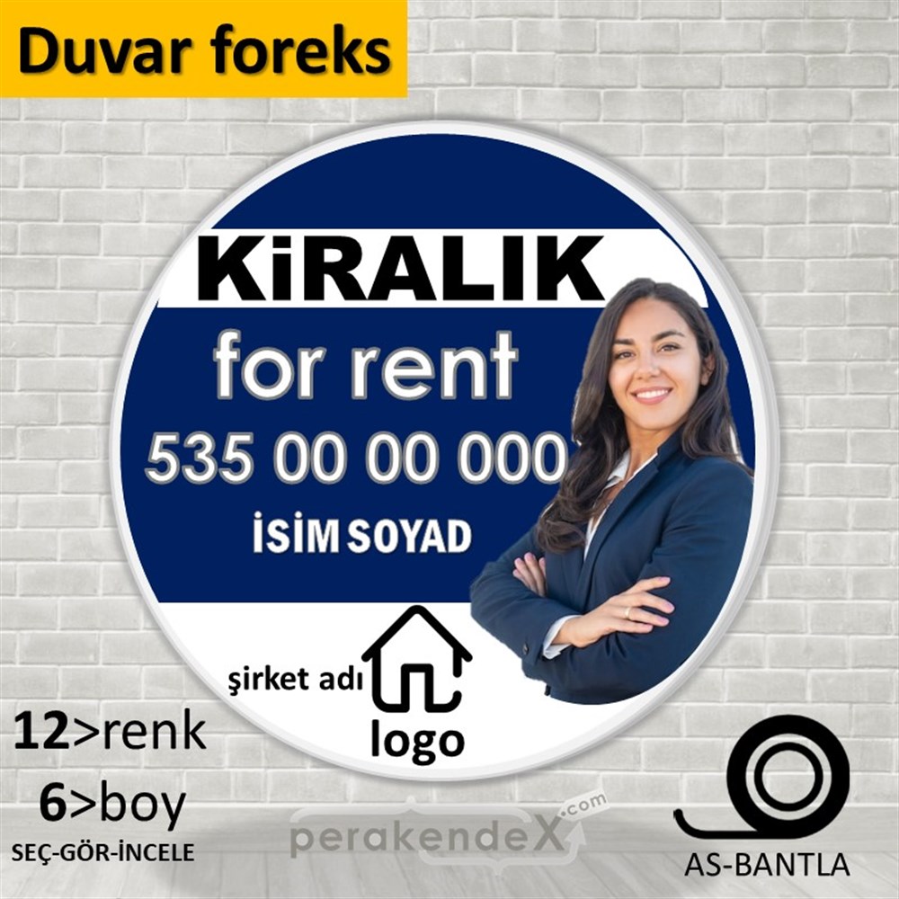 Kiralık Yazısı 002 SERT PLASTİK POSTER,  AFİŞ -oval,tek yön baskısert plastik poster,  afiş
