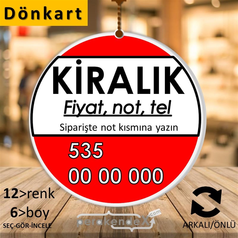 Kiralık Yazısı 005 DÖNKART -oval,çift yön baskıdön-kart