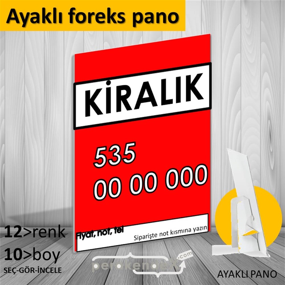 Kiralık Yazısı 005 KARTON AYAKLI POSTER,  PANO -dikdörtgen,tek yön baskıkarton ayaklı poster,  pano