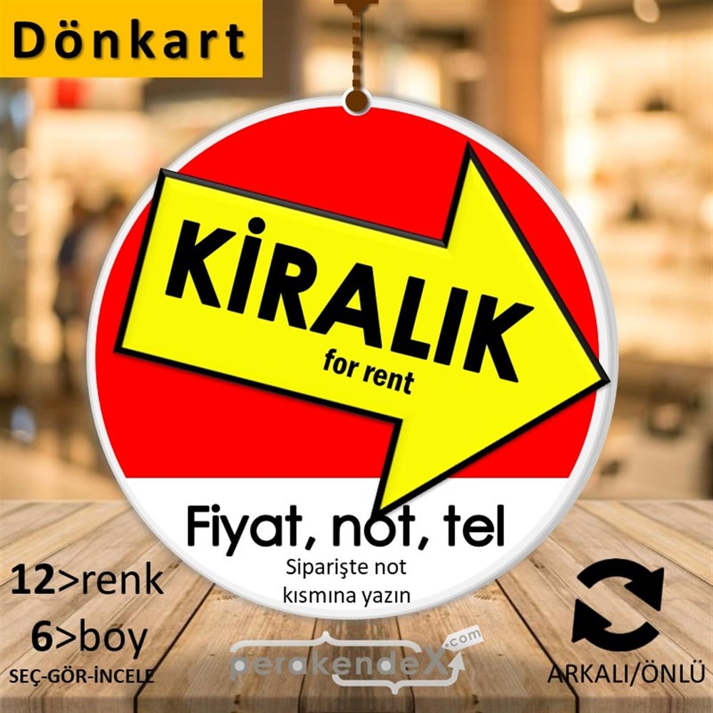 Kiralık Yazısı 007 DÖNKART -oval,çift yön baskıdön-kart