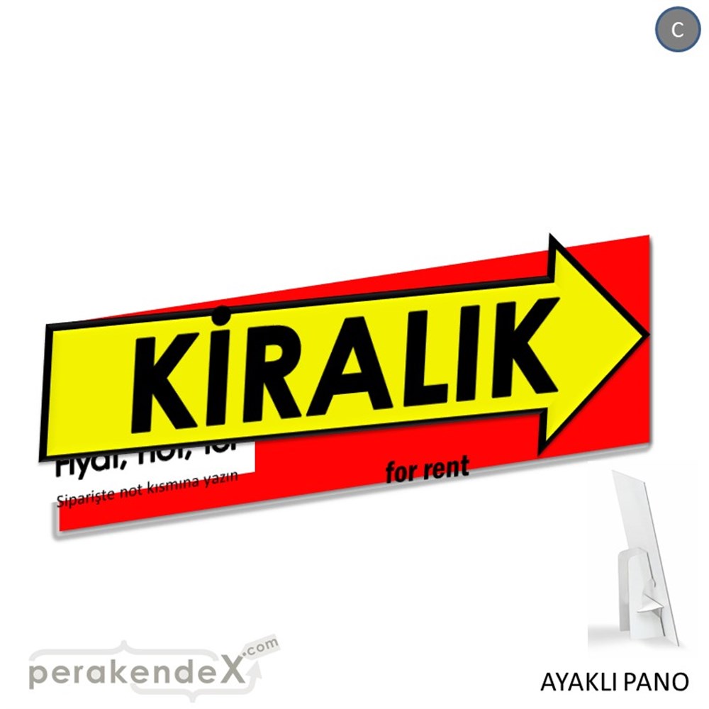 Kiralık Yazısı 007 KARTON AYAKLI POSTER,  PANO (BANNER) -dikdörtgen,tek yön baskıkarton ayaklı poster,  pano