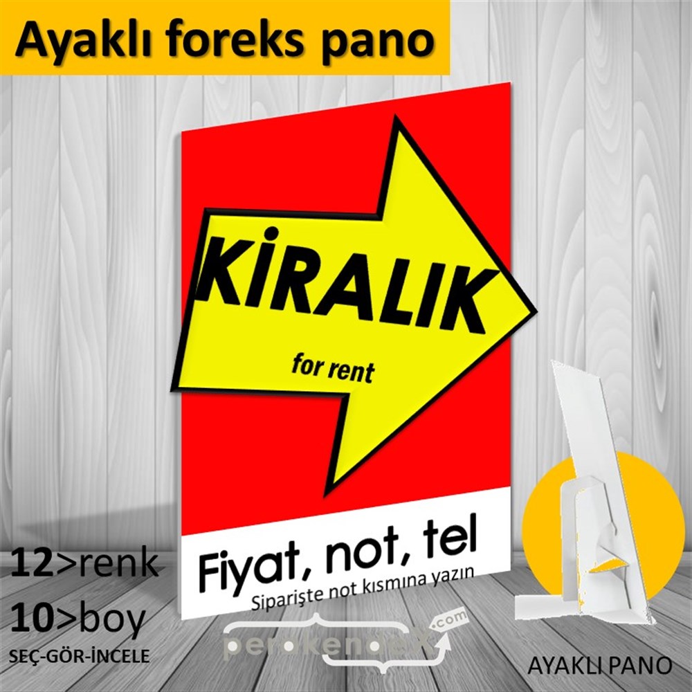 Kiralık Yazısı 007 KARTON AYAKLI POSTER,  PANO -dikdörtgen,tek yön baskıkarton ayaklı poster,  pano