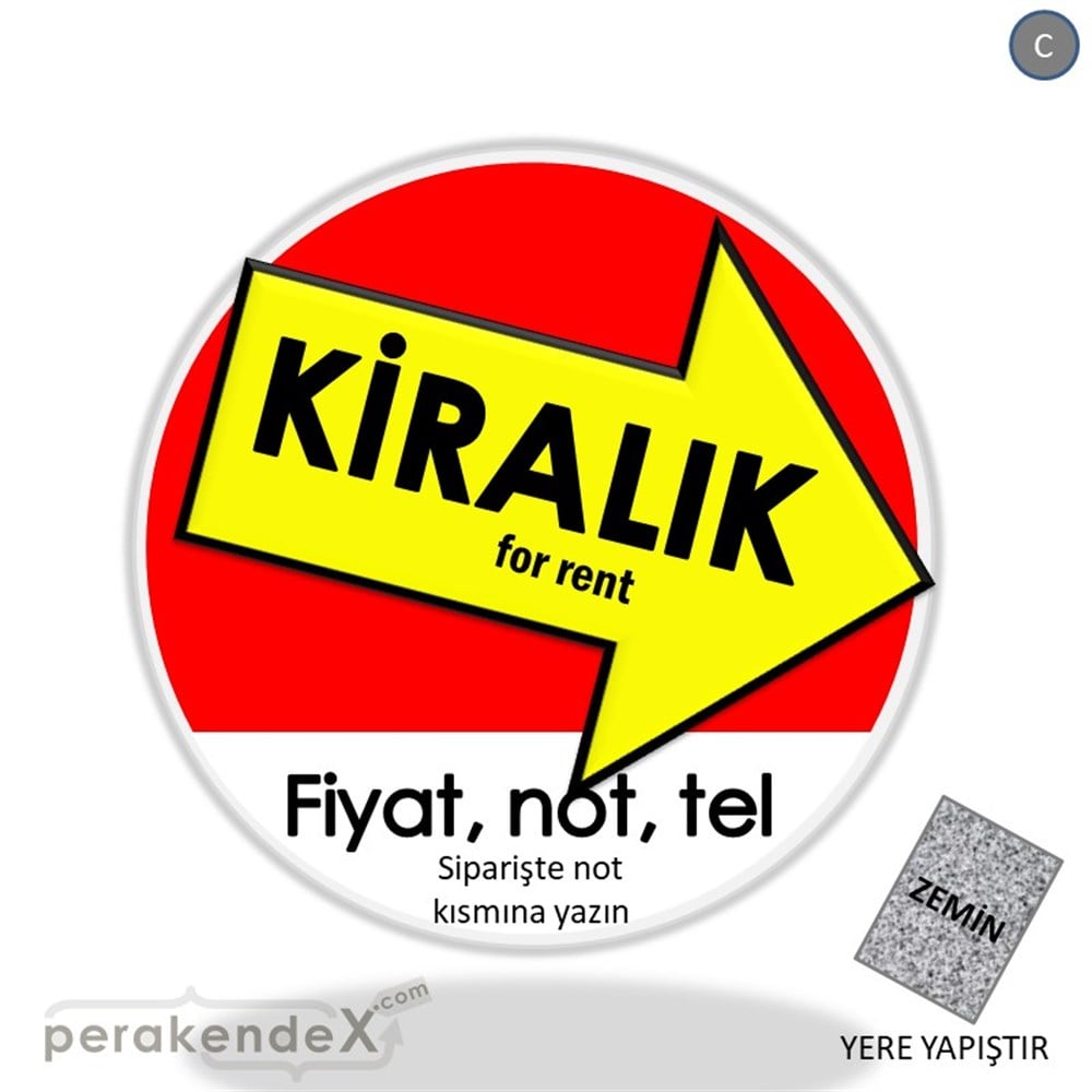 Kiralık Yazısı 007 YER - ZEMİN FOLYO,  VİNİL -oval,tek yön baskıyer - zemin folyo,  vinil