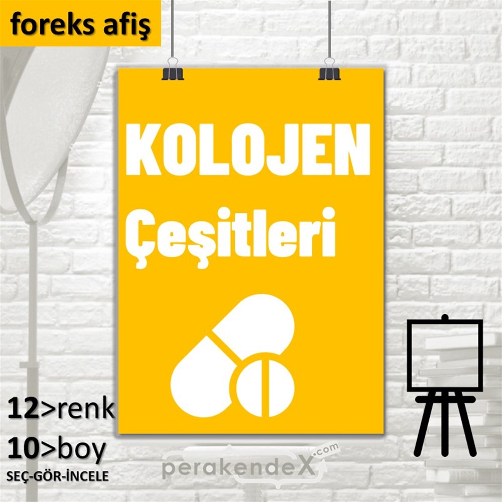 Kolojen Çeşitleri Yazısı SERT PLASTİK POSTER,  AFİŞ -dikdörtgen,tek yön baskısert plastik poster,  afiş