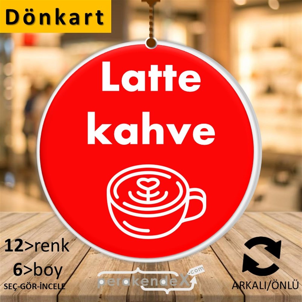 Latte Kahve  DÖNKART -oval,çift yön baskıdön-kart