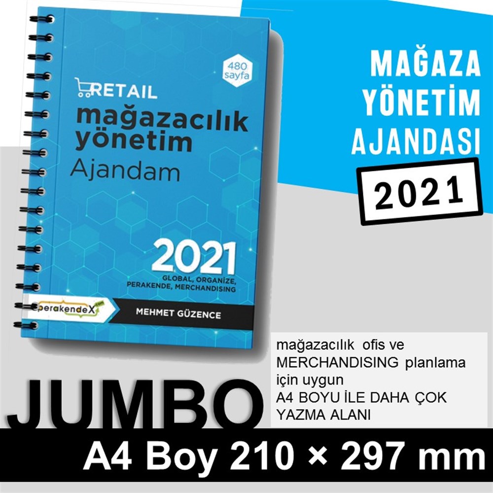 MAĞAZA YÖNETİM AJANDASI 2021 --Mavi Renk - JUMBO BOY - 12 AYLIKmağaza yönetim ajandası