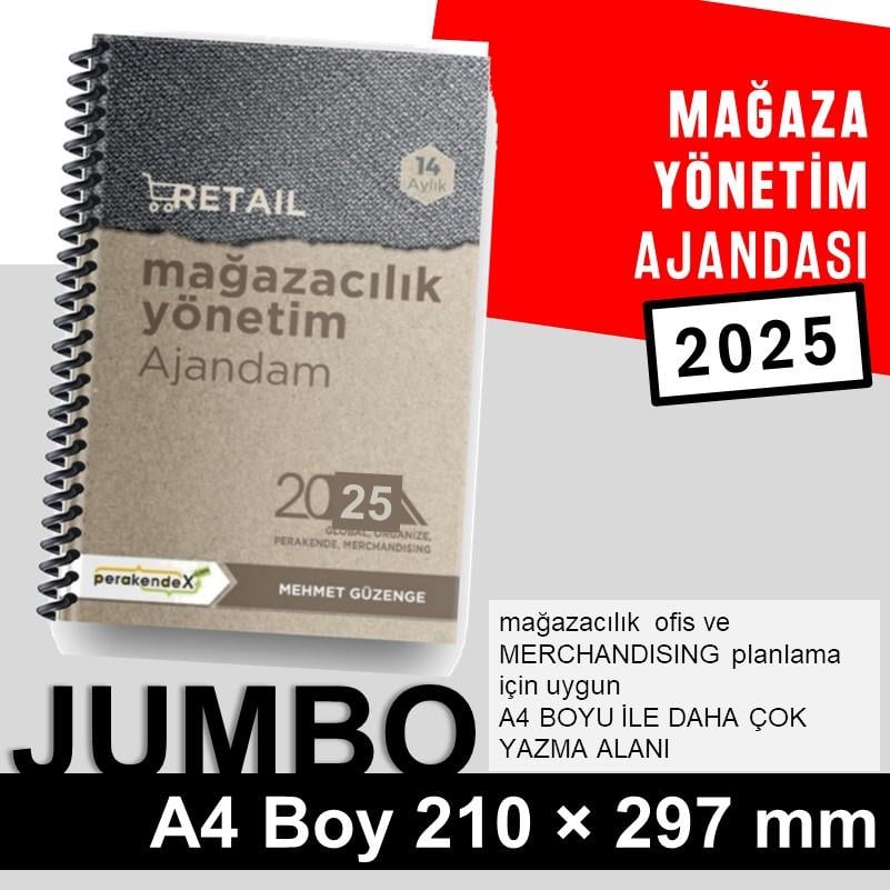 MAĞAZA YÖNETİM AJANDASI 2025 --Natürel -JUMBO BOY - 14 AYLIK//MAĞAZA YÖNETİM AJANDASI