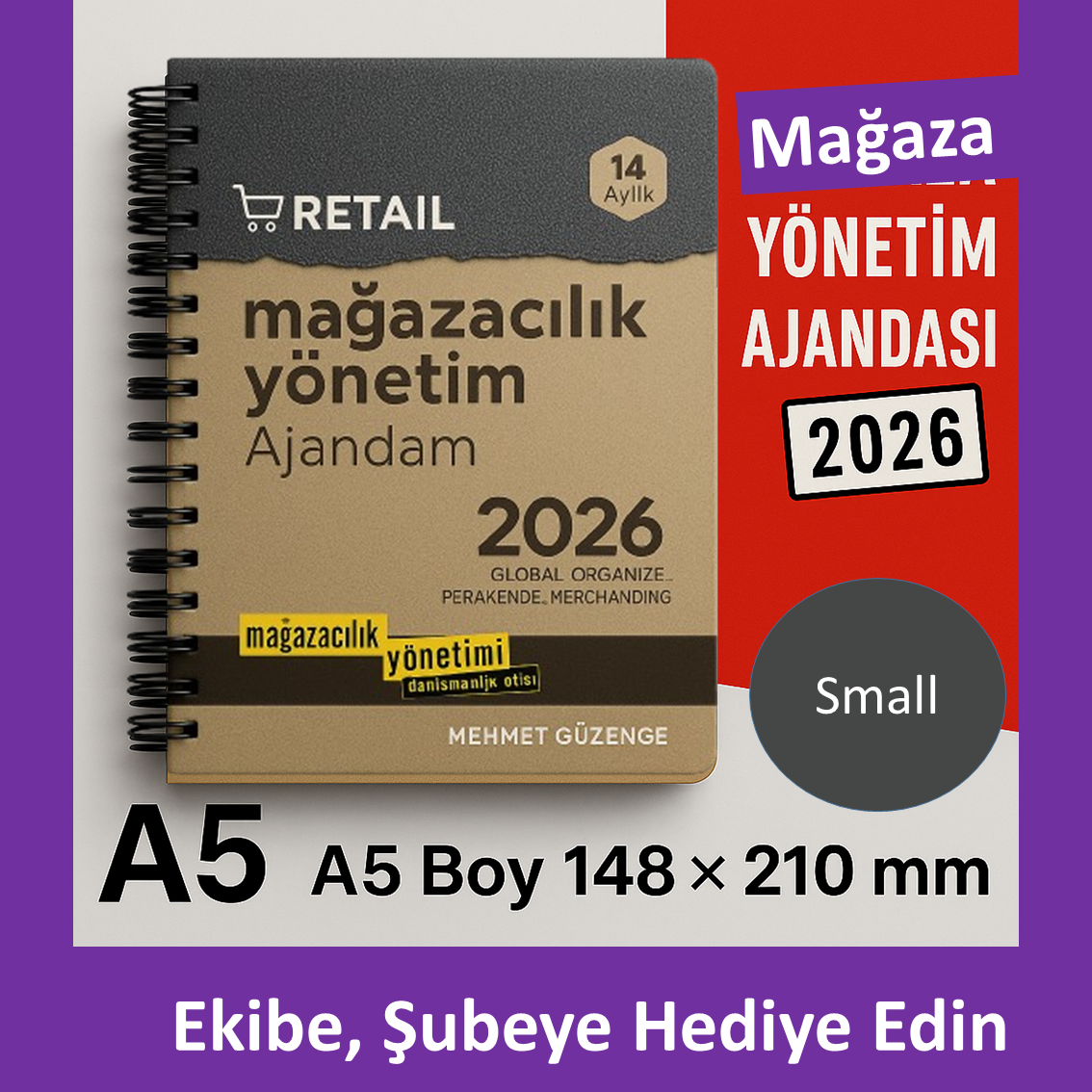 MAĞAZA YÖNETİM AJANDASI 2026 --Natürel -küçük boy  - 14 AYLIK//MAĞAZA YÖNETİM AJANDASI