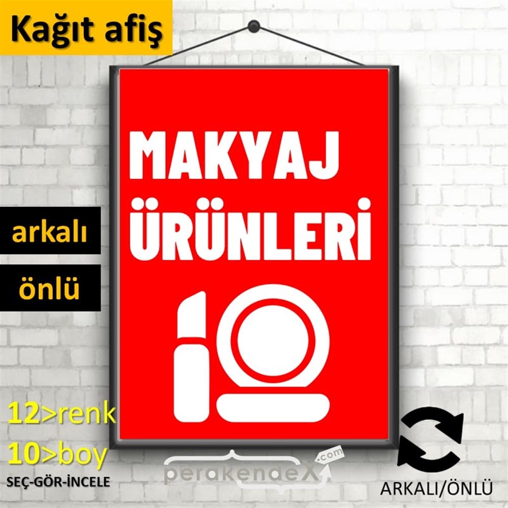 Makyaj Ürün Çeşitleri KAĞIT POSTER,  AFİŞ -dikdörtgen,çift yön baskıkağıt poster,  afiş