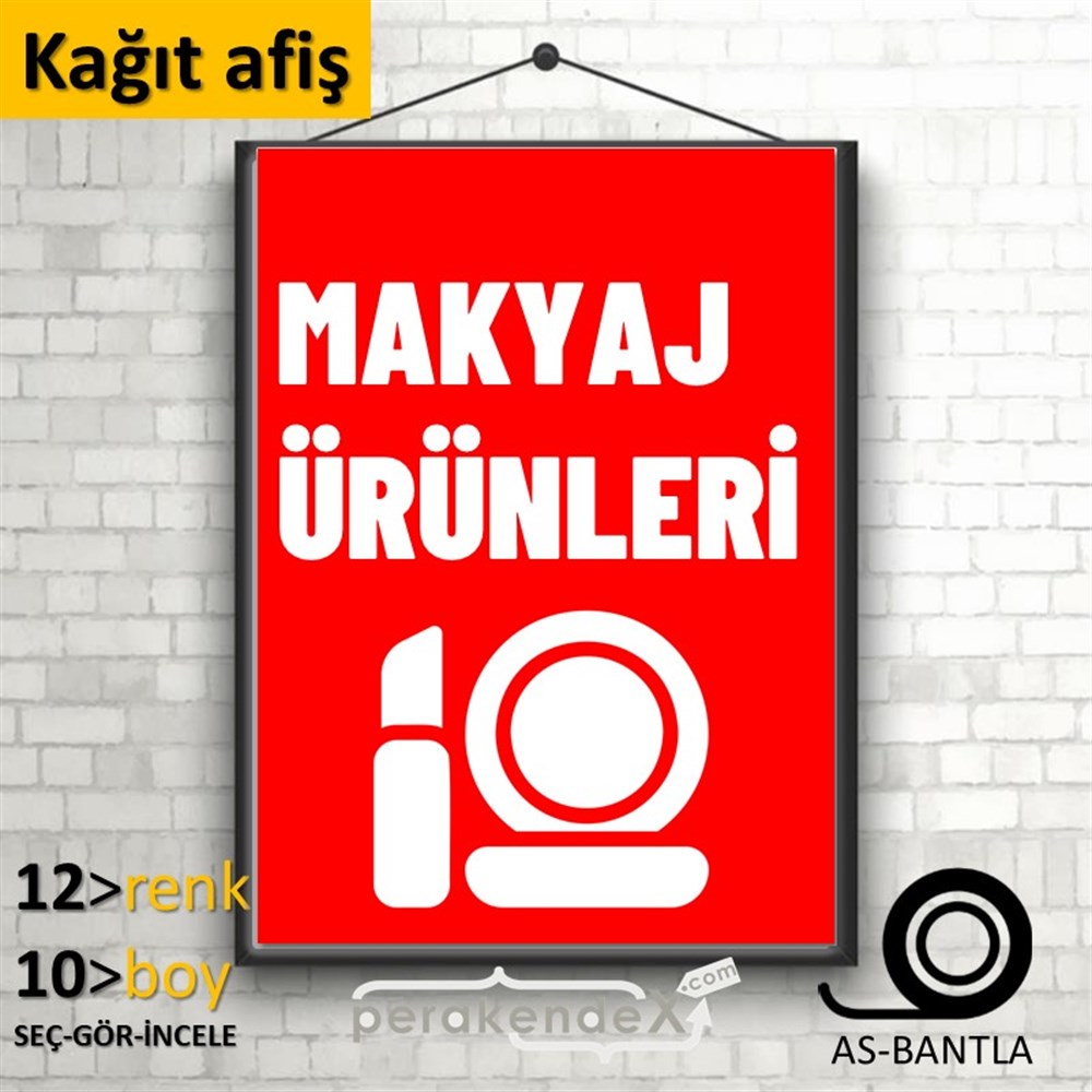 Makyaj Ürün Çeşitleri KAĞIT POSTER,  AFİŞ -dikdörtgen,tek yön baskıkağıt poster,  afiş