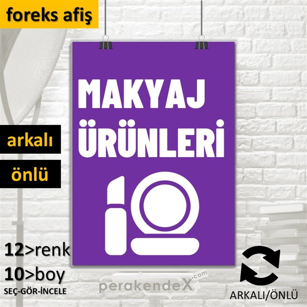 Makyaj Ürün Çeşitleri SERT PLASTİK POSTER,  AFİŞ -dikdörtgen,çift yön baskısert plastik poster,  afiş