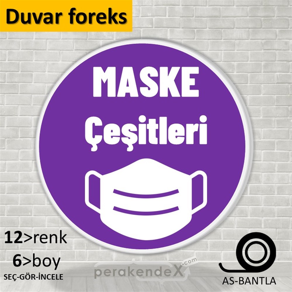 Maske Çeşitleri Yazısı SERT PLASTİK POSTER,  AFİŞ -oval,tek yön baskısert plastik poster,  afiş