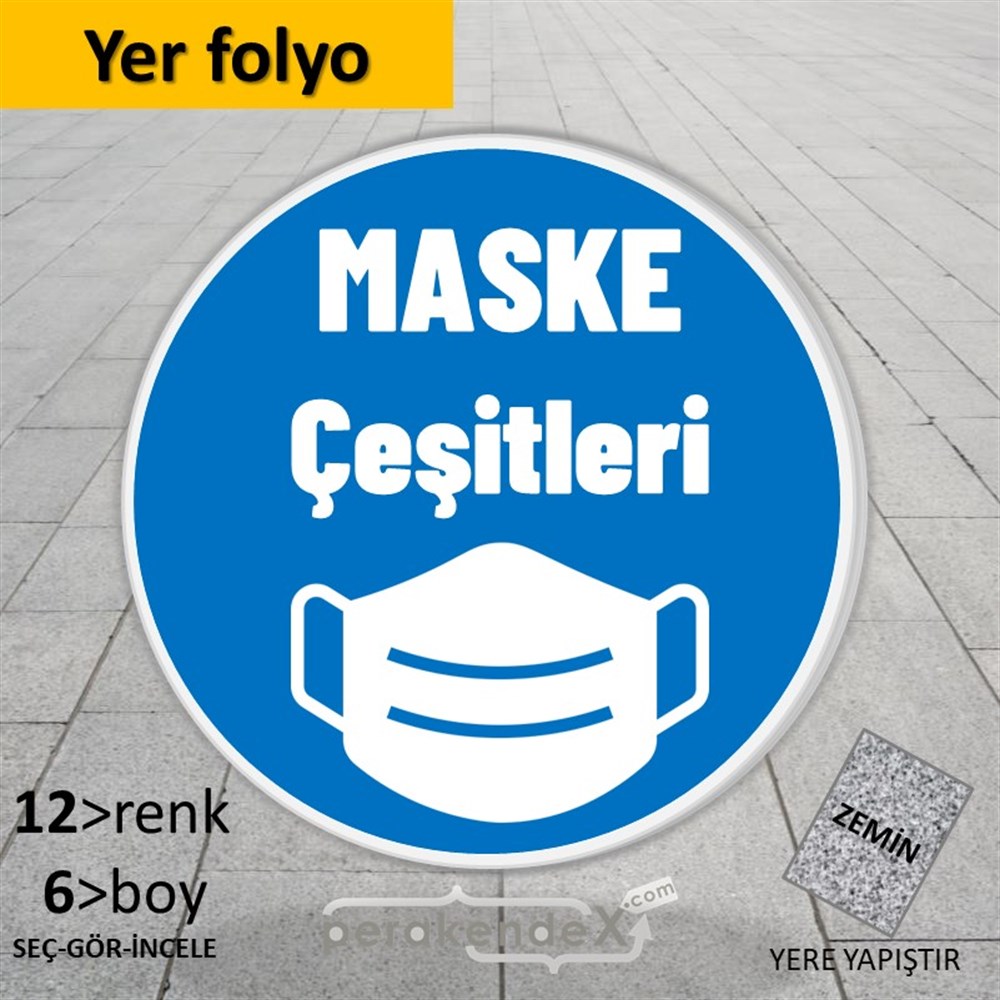 Maske Çeşitleri Yazısı YER - ZEMİN FOLYO,  VİNİL -oval,tek yön baskıyer - zemin folyo,  vinil