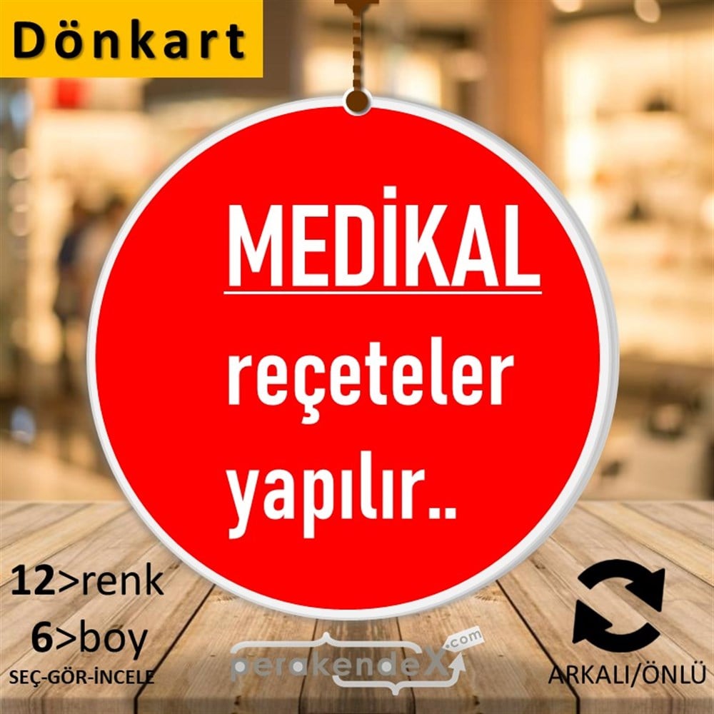 Medikal Reçete Yapılır Yazısı DÖNKART -oval,çift yön baskıdön-kart